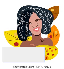 Female blogger making a review. Advertising beauty products or another goods online using the website. Flat vector illustration