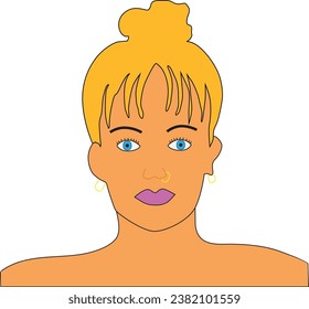 Female with blond hair and piercing Avatar person Vector illustration in flat style