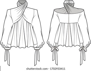 Female blouse, fashion vector sketch