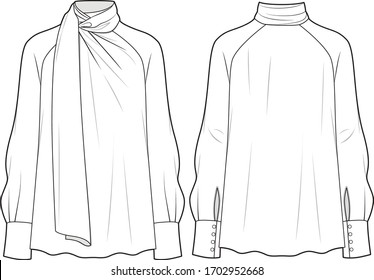 Female blouse, fashion vector sketch