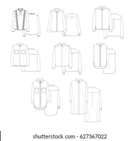 female blouses collection technical drawing