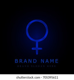 Female blue chromium metallic logo