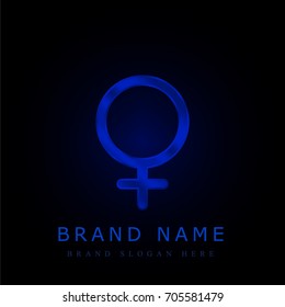 Female blue chromium metallic logo
