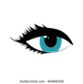 female blue eye look icon. Isolated and flat illustration. Vector graphic