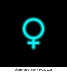 Female blue glowing neon ui ux icon. Glowing sign logo vector