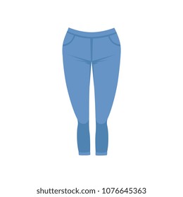 Female blue jeans, women casual clothing vector Illustration on a white background
