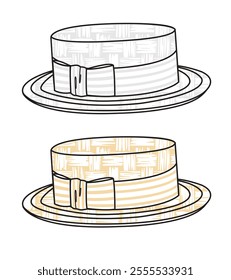 Female boater hat vector design mockup template.