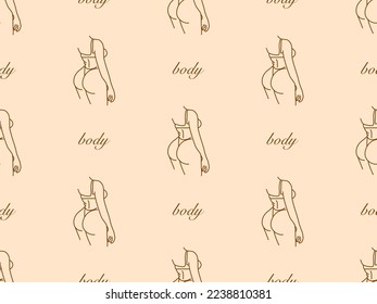 Female Body cartoon character seamless pattern on orange background