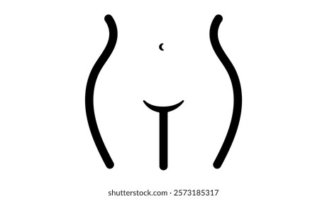 female body front view, black isolated silhouette