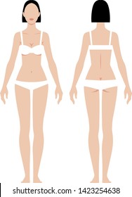 Female body in full length measurement parameters for clothes vector illustration
