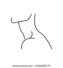 Female body icon set - thin line style, vector design.
