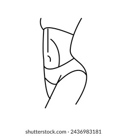Female body icon set - thin line style, vector design.