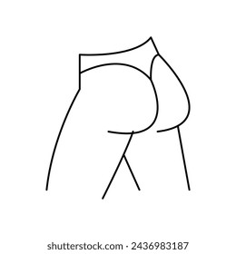 Female body icon set - thin line style, vector design.