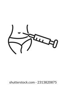 female body with injection icon, vector best line icon.
