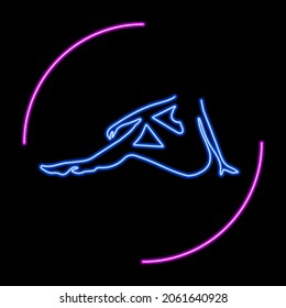 Female body neon sign, modern glowing banner design, colorful trend of modern design on black background. Vector illustration.