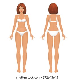 Female body template front and back.