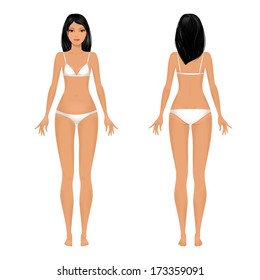 Female body template front and back.