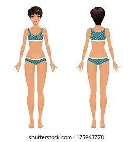 Female body template front and back.