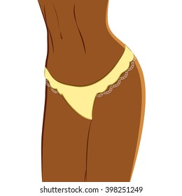 Female body vector. African female body isolated on white background. Body parts design element for beauty spa salon. Waxing, tan, body weight management concept