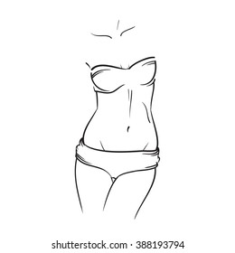 Female body vector hand drawn icon. Woman sporty fitness body illustration.