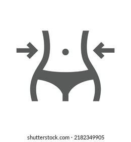 Female body waist and arrows vector icon. Weight loss, slim figure and fitness filled symbol.