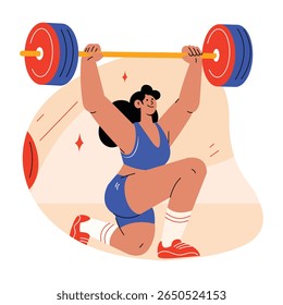 Ilustração fisiculturista feminino em estilo plano