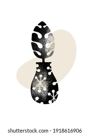 Female Boho vase composition in a minimal mid century modern style. Vector logotype design Template with organic grunge texture. Good 
for cosmetics, beauty, tattoo, Spa, manicure, social media