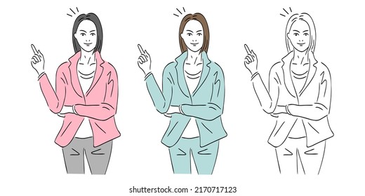 Female boss who is a career woman. Vector manga style illustration material