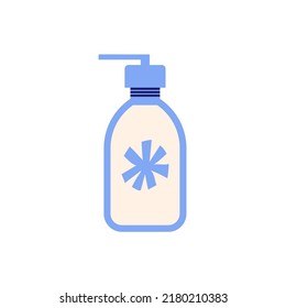 Female bottle with intimate soap. Female regular menstrual cycle concept. Women period, menstruation, premenstrual syndrome,  Hand draw vector illustrations.