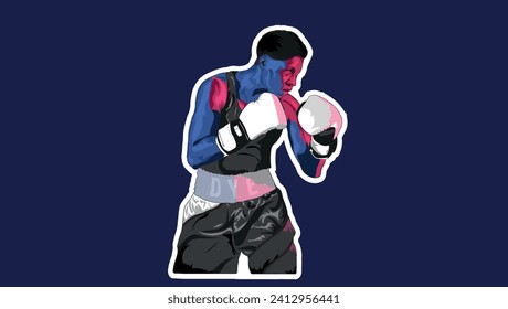 Boxer Femenino En Arte Vector De Guantes