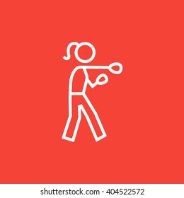 Female boxer line icon.