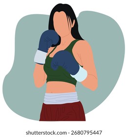 Boxeador femenino. Un boxeador femenino que golpea hacia adelante