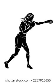 Female Boxer Silhouette, Southpaw Power Punch