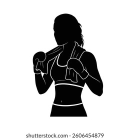 A Female Boxer Standing Confidently With a Towel Draped Over Their Shoulders 