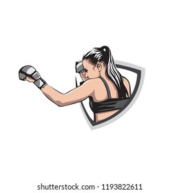 Female Boxing Logo Template
