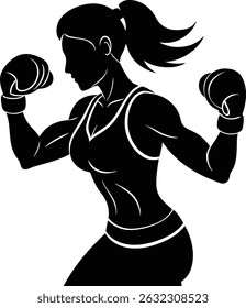 female boxing silhouette illustration empowering w.