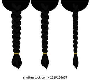 trenzas femeninas de fondo blanco. Caricatura. Ilustración vectorial.