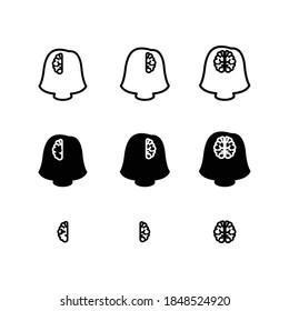 Female brain icon set in eps 8
