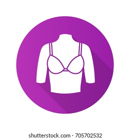 Female breast flat design long shadow glyph icon. Bust. Vector silhouette illustration