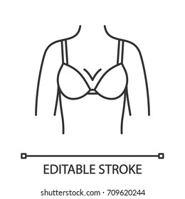 Female breast linear icon. Bust. Thin line illustration. Contour symbol. Vector isolated outline drawing. Editable stroke
