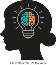 Arte vectorial cerebral femenino brillante