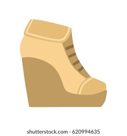 Female Brown Wedge Bootie, Isolated Footwear Flat Icon, Shoes Store Assortment Item