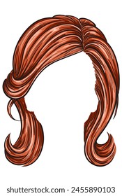 female brown wig vector illustration