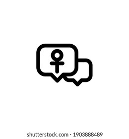 Female bubble chat icon with Venus symbol. Icon design for international women's day celebrations