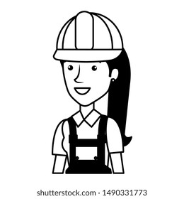 female builder constructor with helmet character