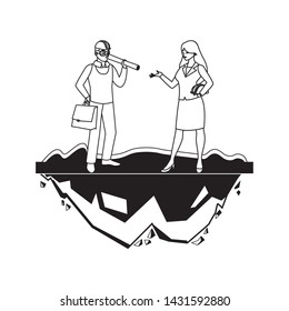 female builder constructor worker with architect boss