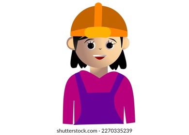 A female builder on a white background element. Vector Illustration.