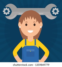 female builder worker character