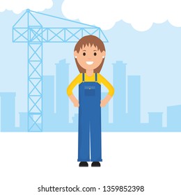 female builder worker character