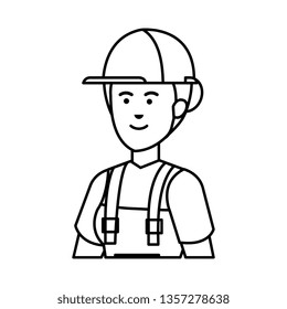 female builder worker with helmet